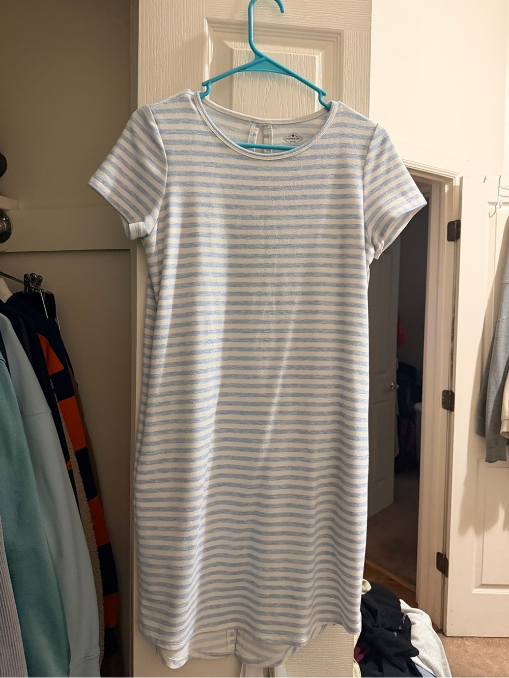 Light Blue Striped Knit Dress - Casual Comfort